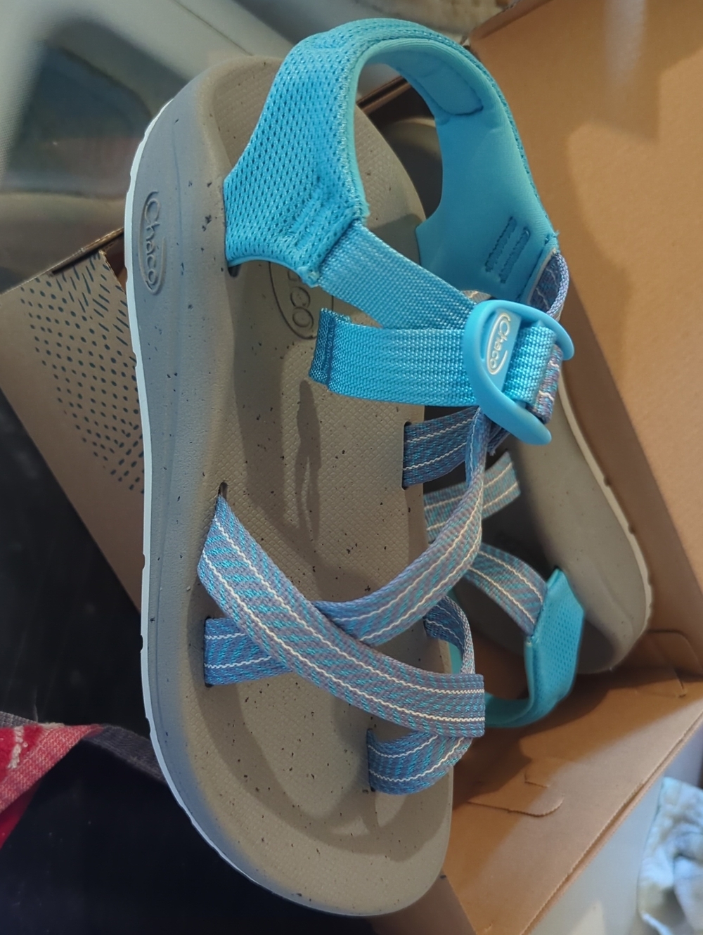 Chaco Turquoise and Light Blue Strappy Sport Sandal